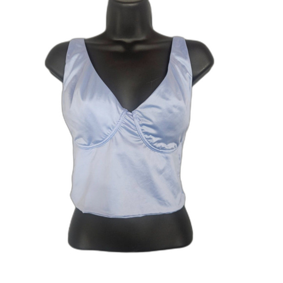 Aerie Smoothez Wire Free Satin Bralette XL Blue Long Line Blue - Picture 1 of 5